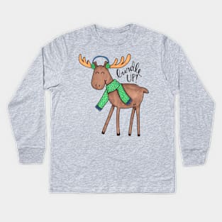 Bundle Up Cold Moose Kids Long Sleeve T-Shirt